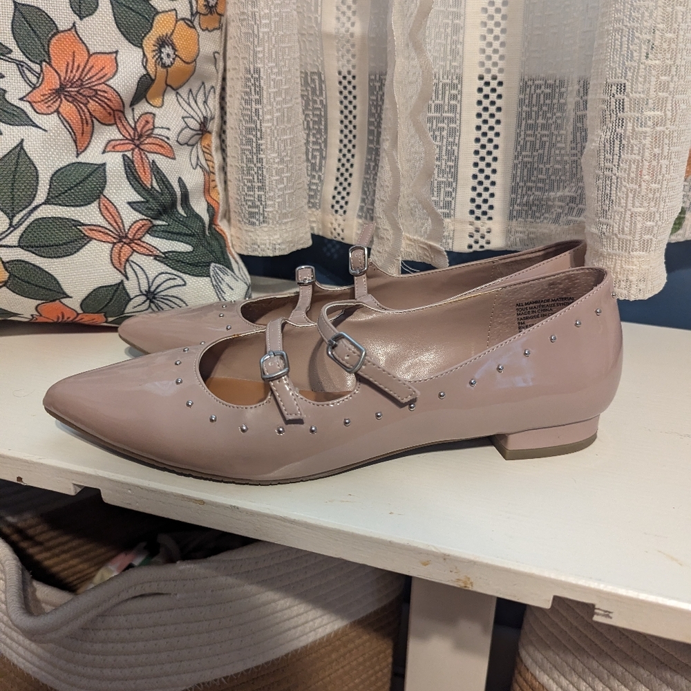 Pointy toe Mary Jane ballet flats